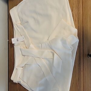 LOFT Ivory Belted Shorts